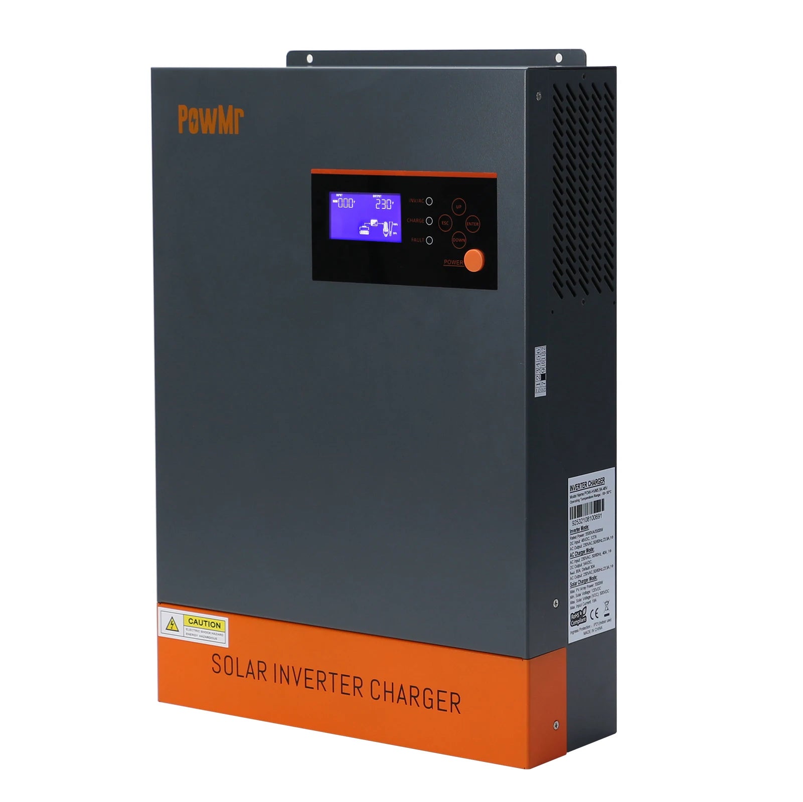 PowMr 5KW Hybrid Solar Inverter, PV module connection possible without battery; DC circuit breaker required between inverter and PV modules.