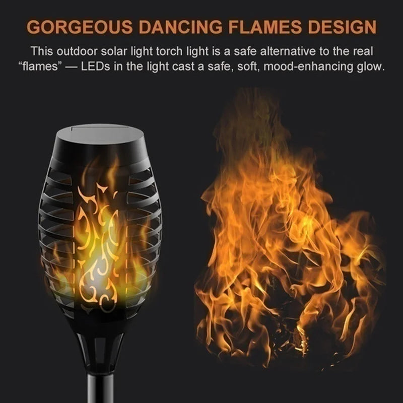 1/2/4/6/8/10/12Pcs Solar Flame Torch Light, Solar-powered torch with elegant dancing flames design creates warm and cozy ambiance.