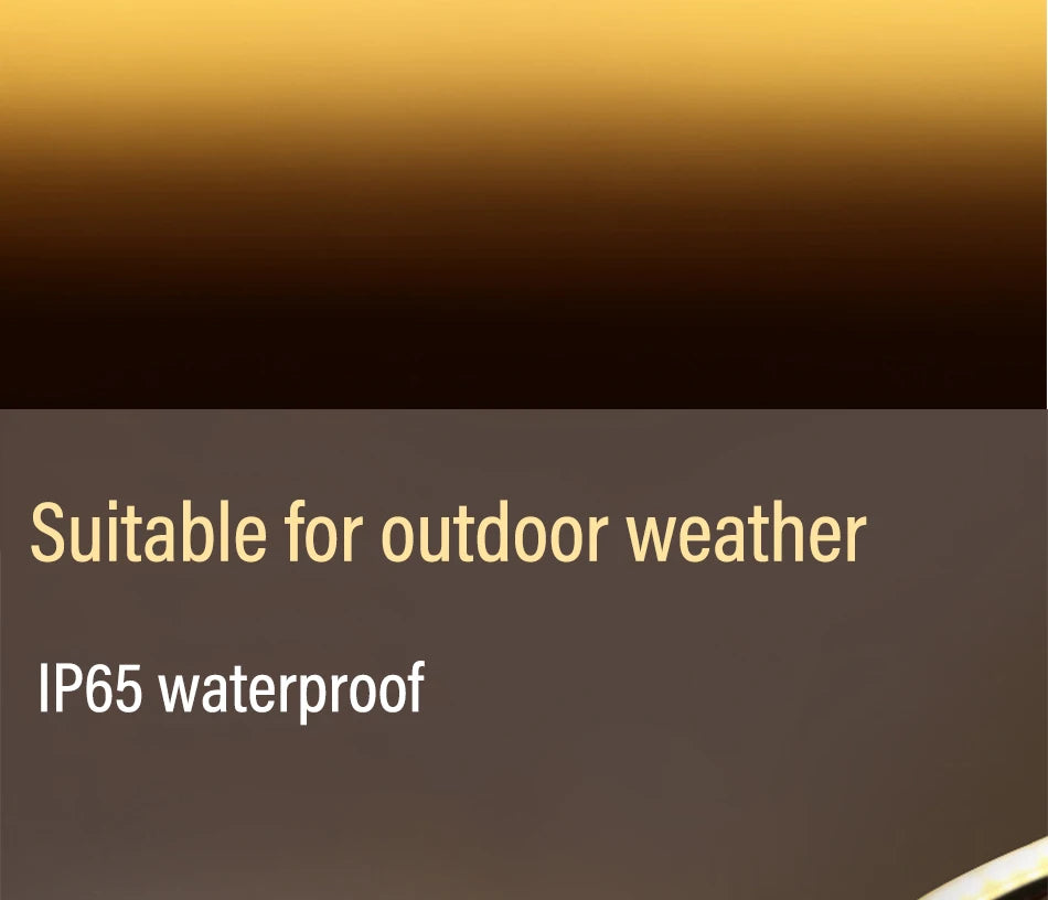 Waterproof LED strip suitable for outdoor use with an IP65 rating.