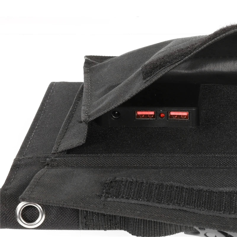 100W Solar Panel, Portable solar charger harnesses sunlight to generate power, perfect for outdoor use and on-the-go device charging.