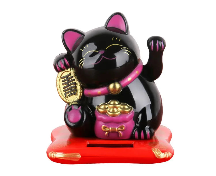 Solar Powered Maneki Neko Lucky Cat, Maneki-Neko: Good Luck Beckoning Cat Figurine