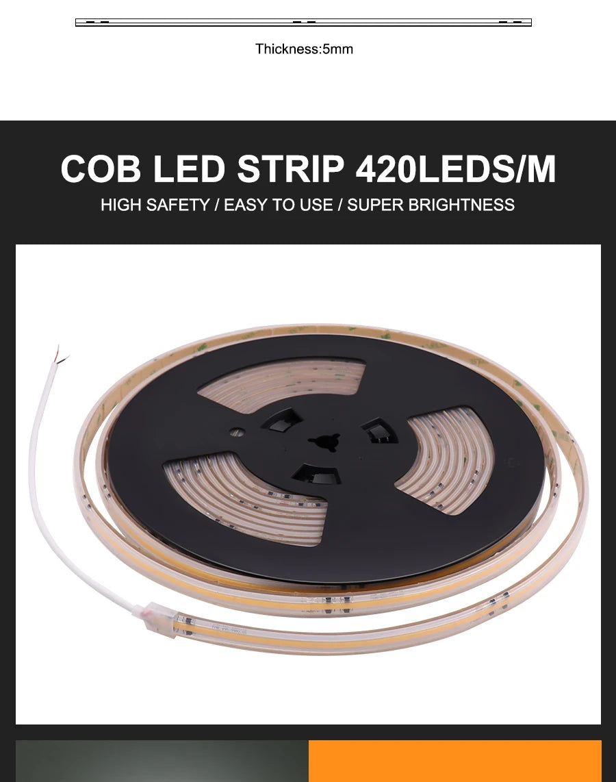 High-brightness LED strip with 420 LEDs for bright lighting solutions.