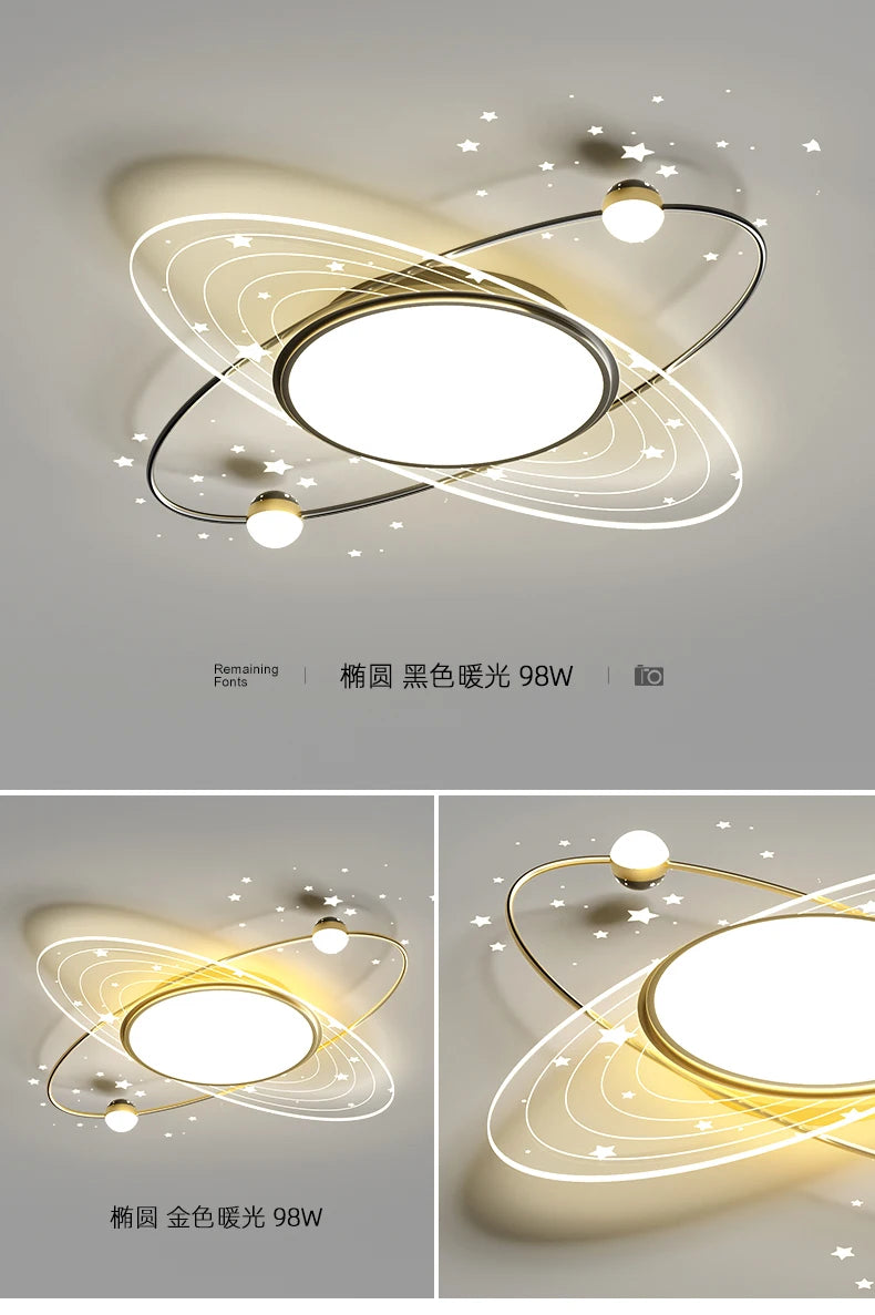 star ring LED Iron Modern Chandelier Light, Adjustable brightness LED chandelier suitable for bedrooms, living rooms, and kitchens.