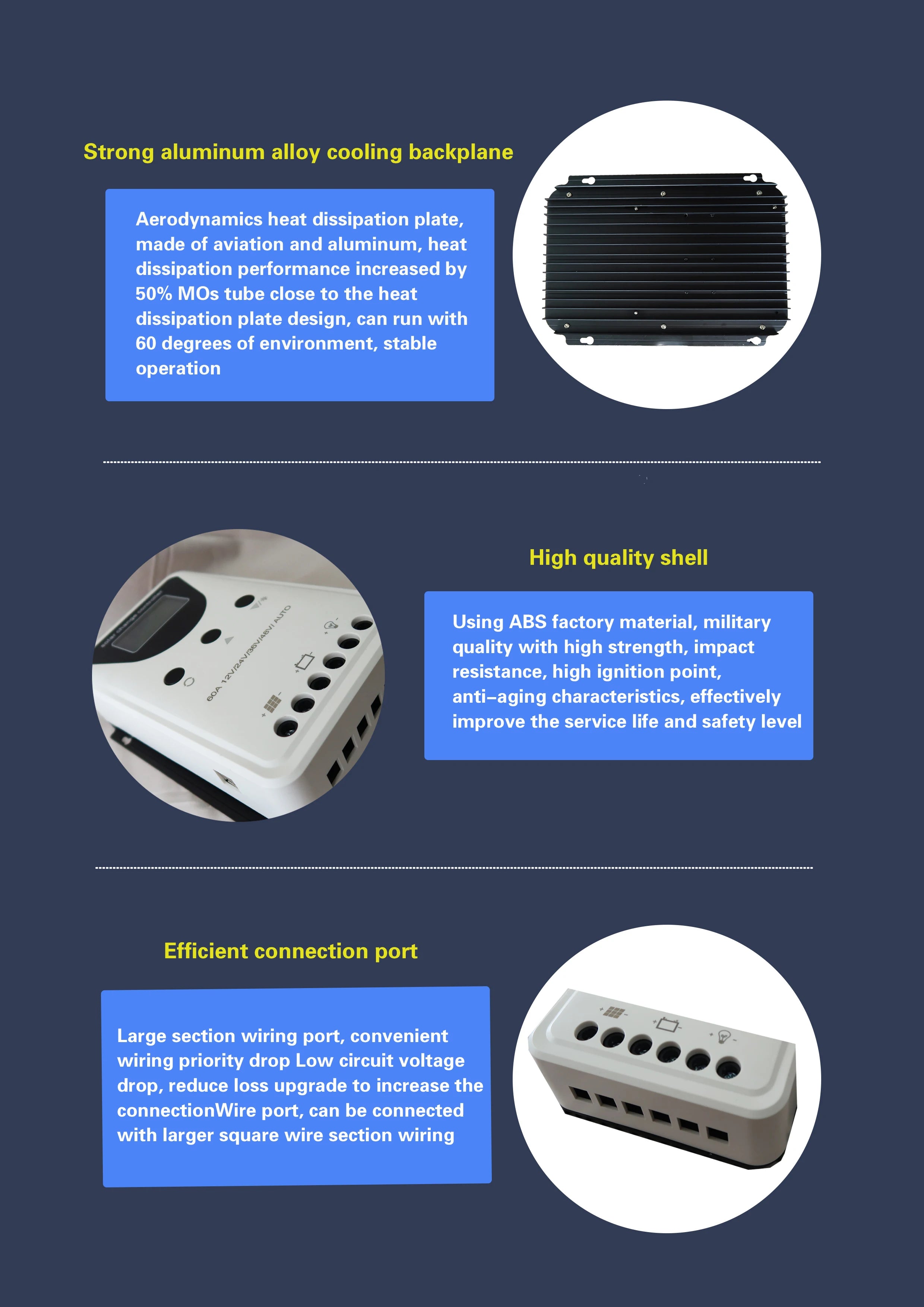 High-performance regulator with aluminum backplane for efficient heat dissipation and ABS shell for military-grade strength and durability.