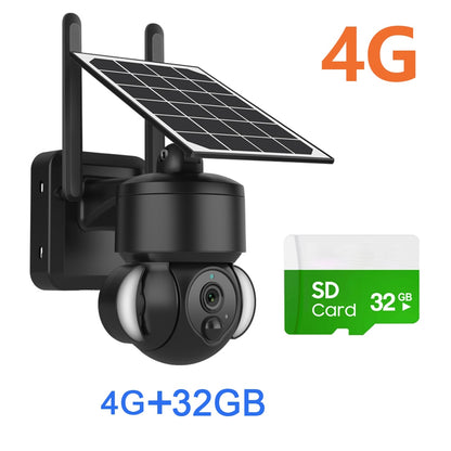 SHIWOJIA 516C Solar Camera - 4G / Wifi Solar Powered 7500mAh Battery with 5W Solar Panels 3MP Color Night Vision Wireless Garden CCTV