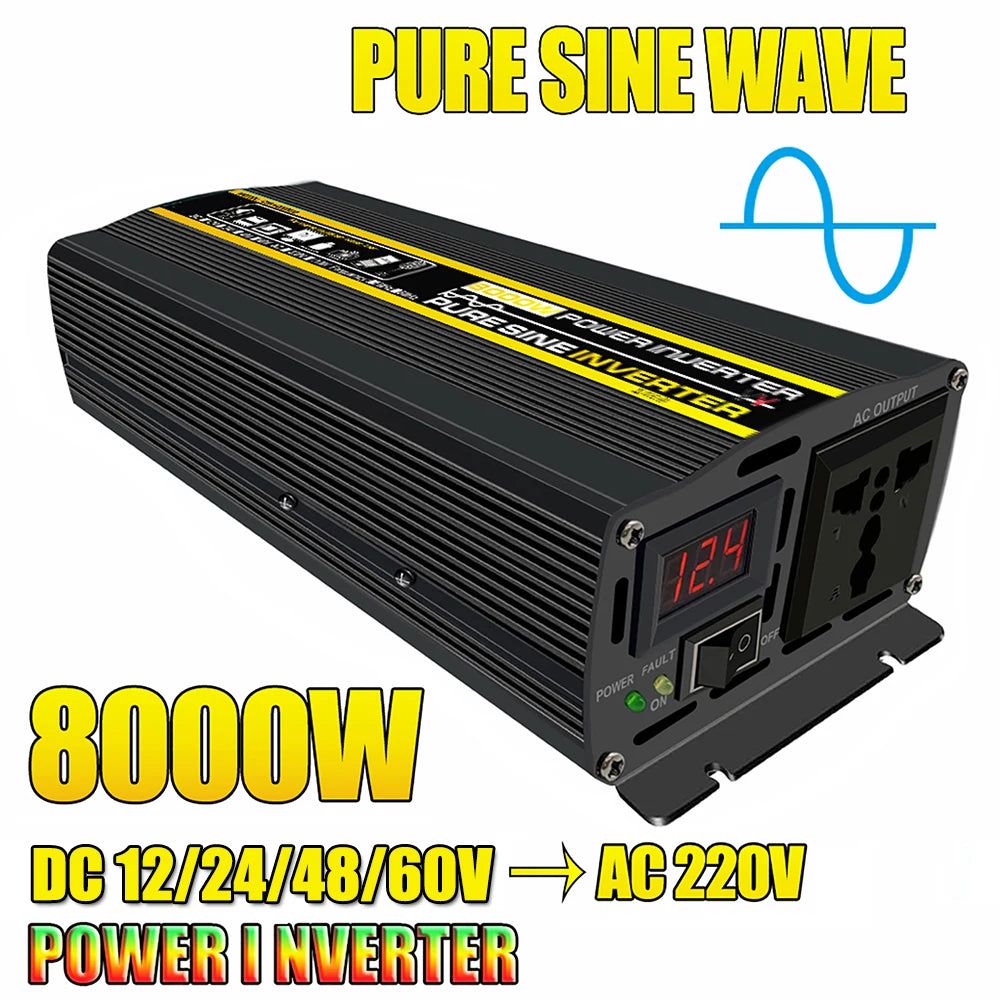 Pure Sine Wave Power Inverter converts DC power to AC, offering reliable power conversion with 4 output options.