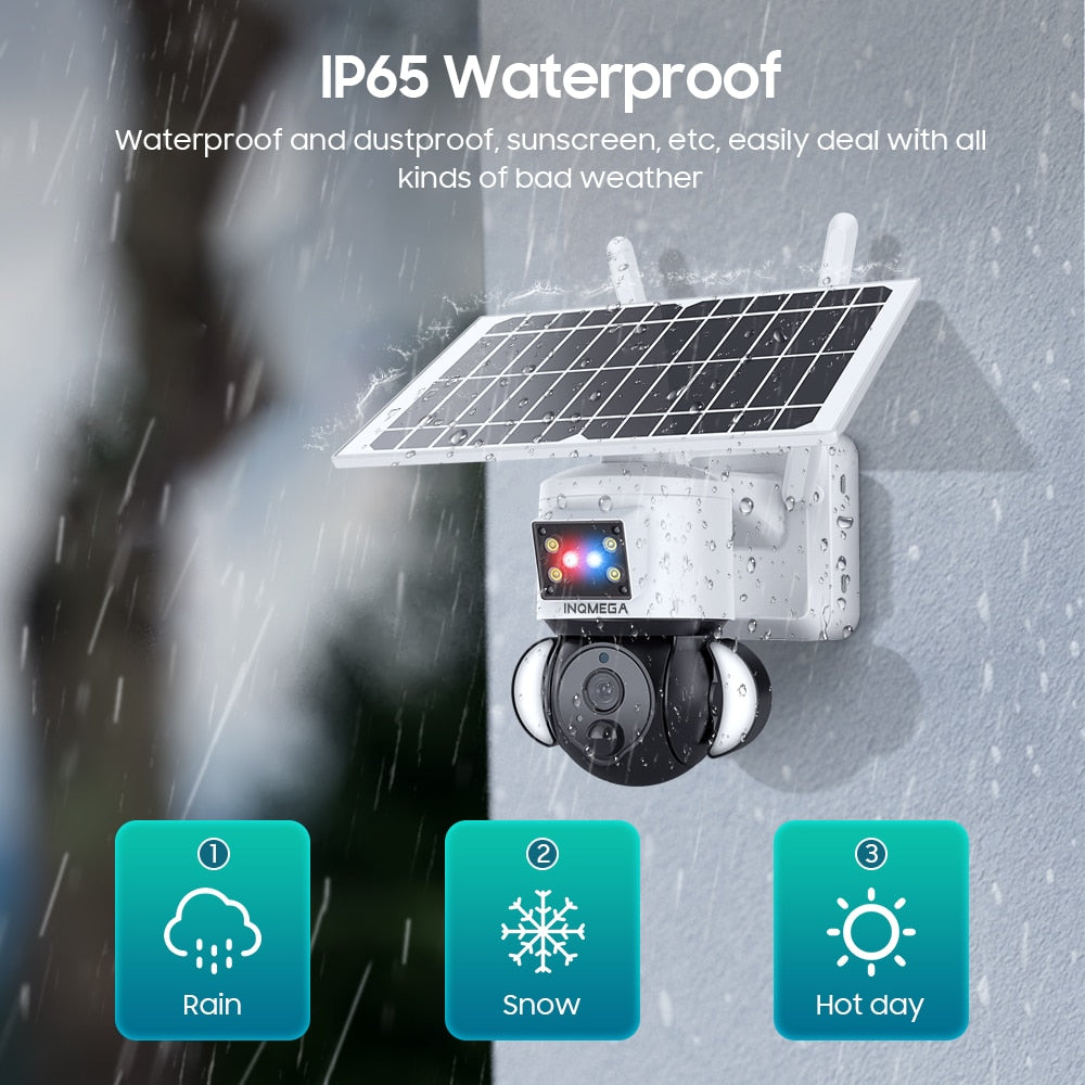 INQMEGA 5MP Externe Sicherheitskamera – WIFI Solarbetriebene Kamera 4G Heimüberwachungskameras CCTV-Kamera Leistungsstarke Solarmodule