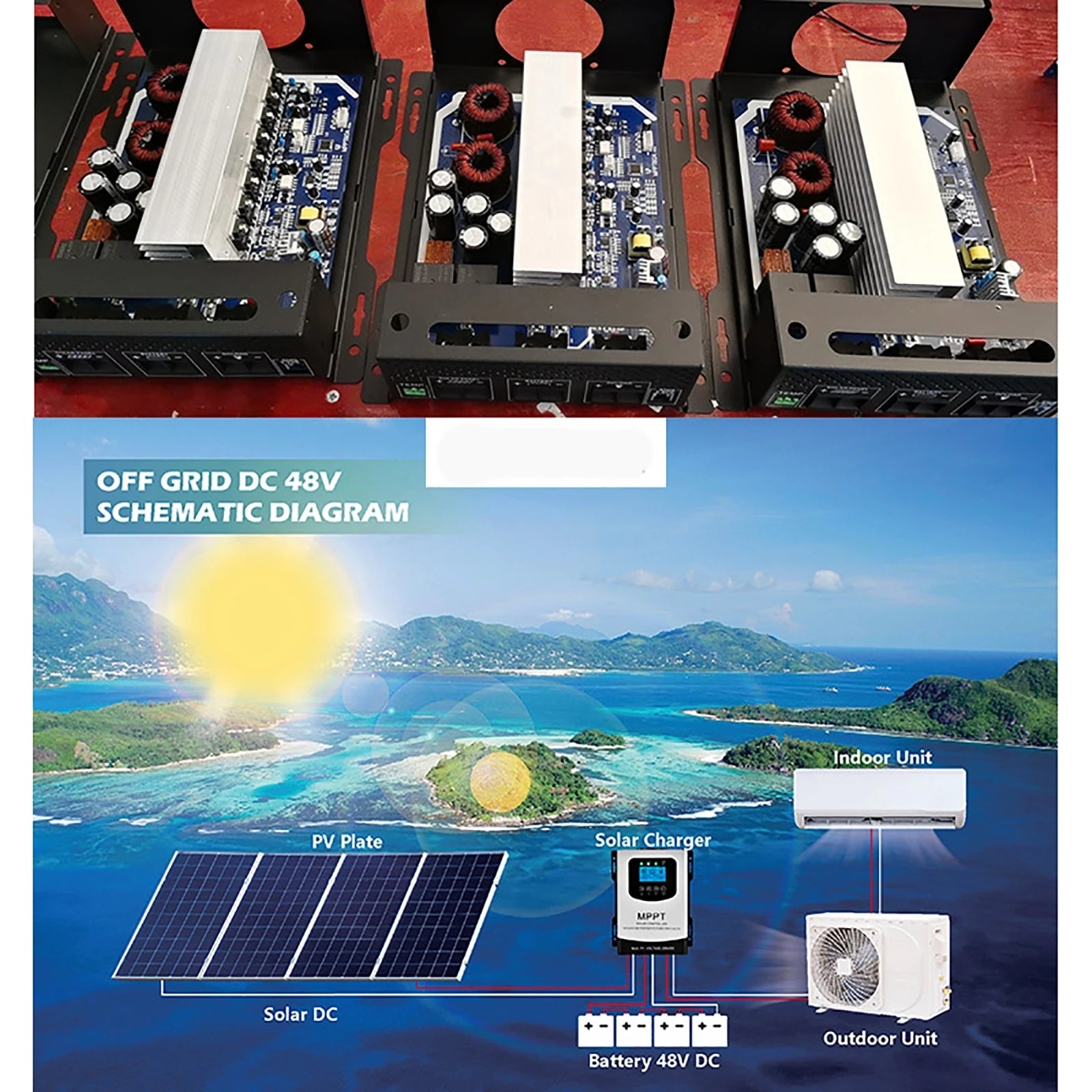 50A 60A MPPT Solar Charge Controller, Off-grid power system with solar charging and battery integration for indoor/outdoor use.