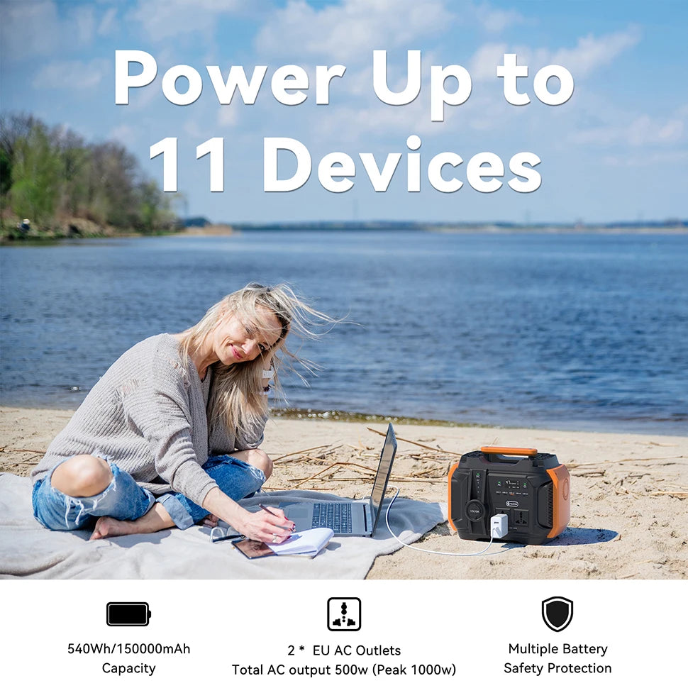Charge up to 11 devices with a powerful solar generator.