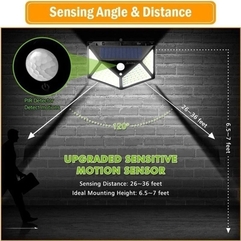 PIR motion detector senses angles & distances up to 120° from 26-36 feet, ideal for 6.5-7 foot mounts.