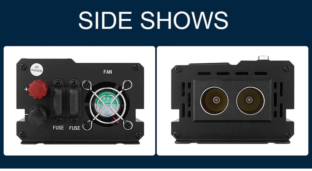 Modified sine wave inverter for DC to AC conversion with adjustable output power.