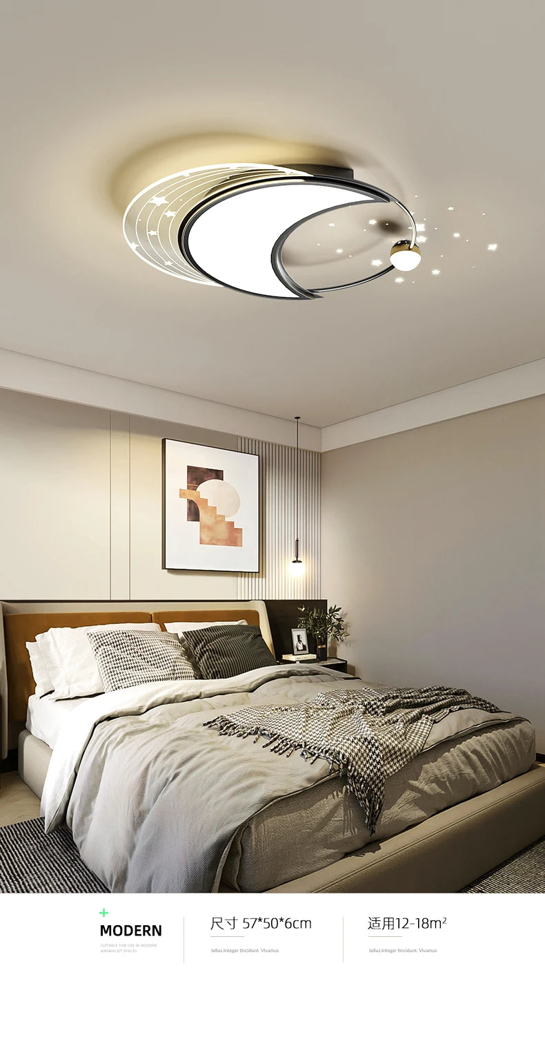 star ring LED Iron Modern Chandelier Light, Modern LED ceiling light with adjustable brightness for indoor spaces.