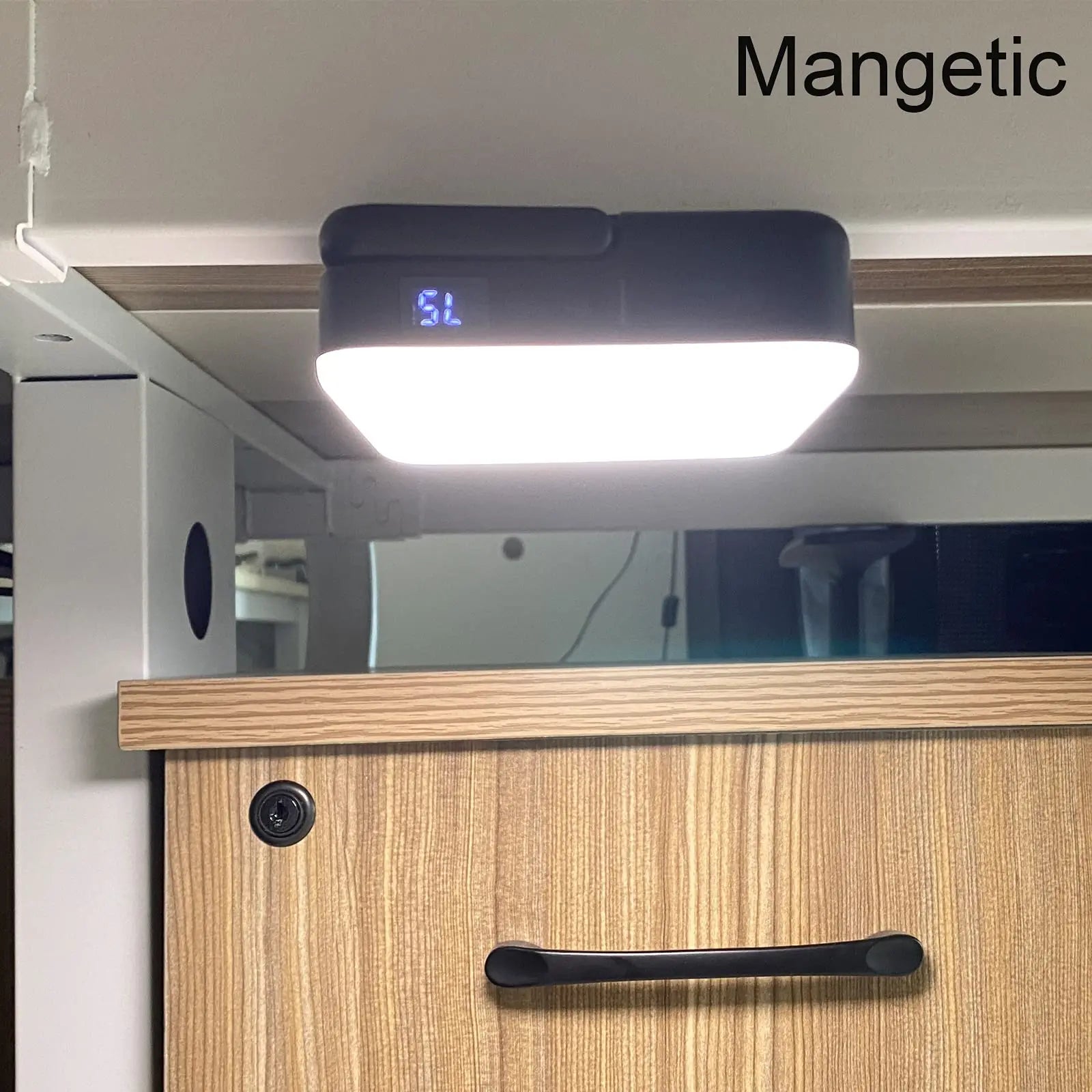 This camping lantern features two powerful magnetic strips on its back for easy hanging.