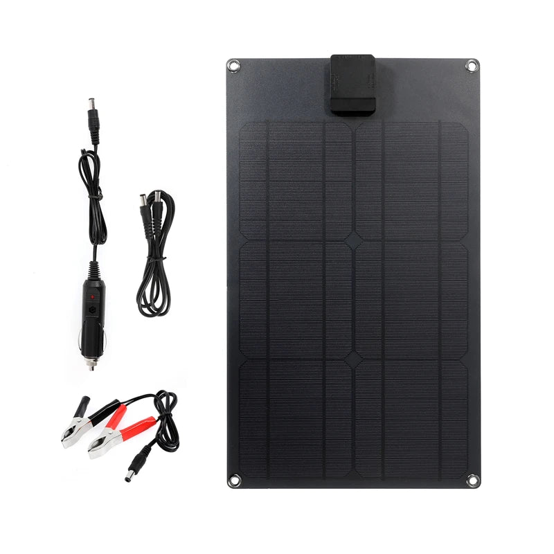 NEW 18V 50W Solar Panel, Portable solar panel with high-efficiency monocrystalline silicon and USB output port.