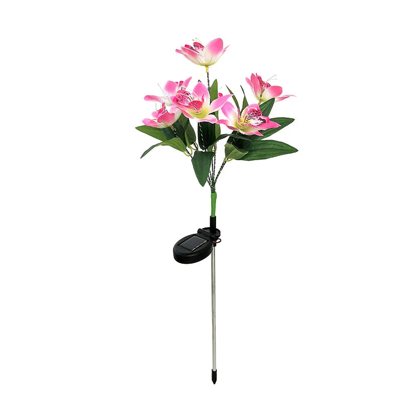 Beautiful solar-powered lamp lights up azalea flowers, perfect for garden, yard, lawn, and holiday decorations.