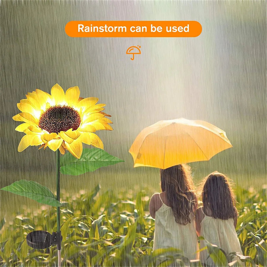 Solar Sunflower Outdoor Light, Solar-powered sunflower lamp with automatic charging, perfect for outdoor lighting.