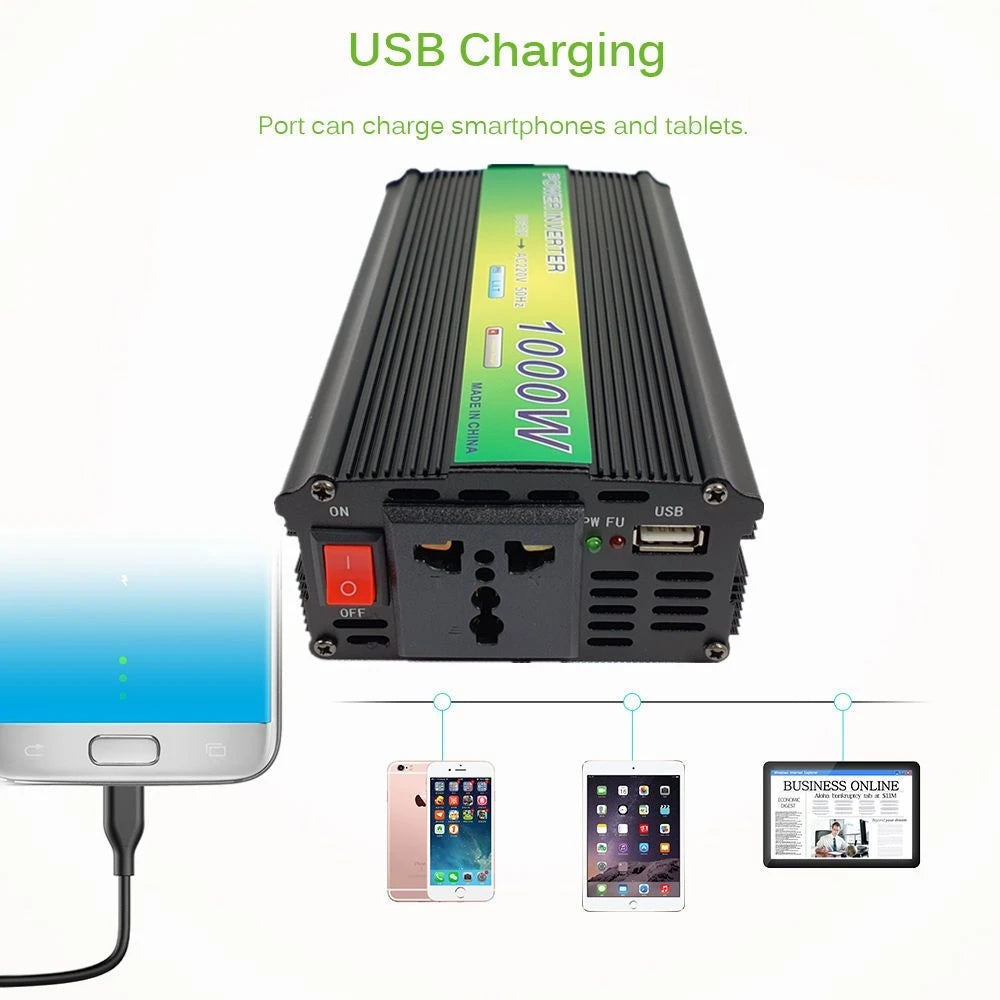1000W Inverter  Solar Panel, Equipped with a USB charging port, this kit allows for simultaneous charging of smartphones and tablets.