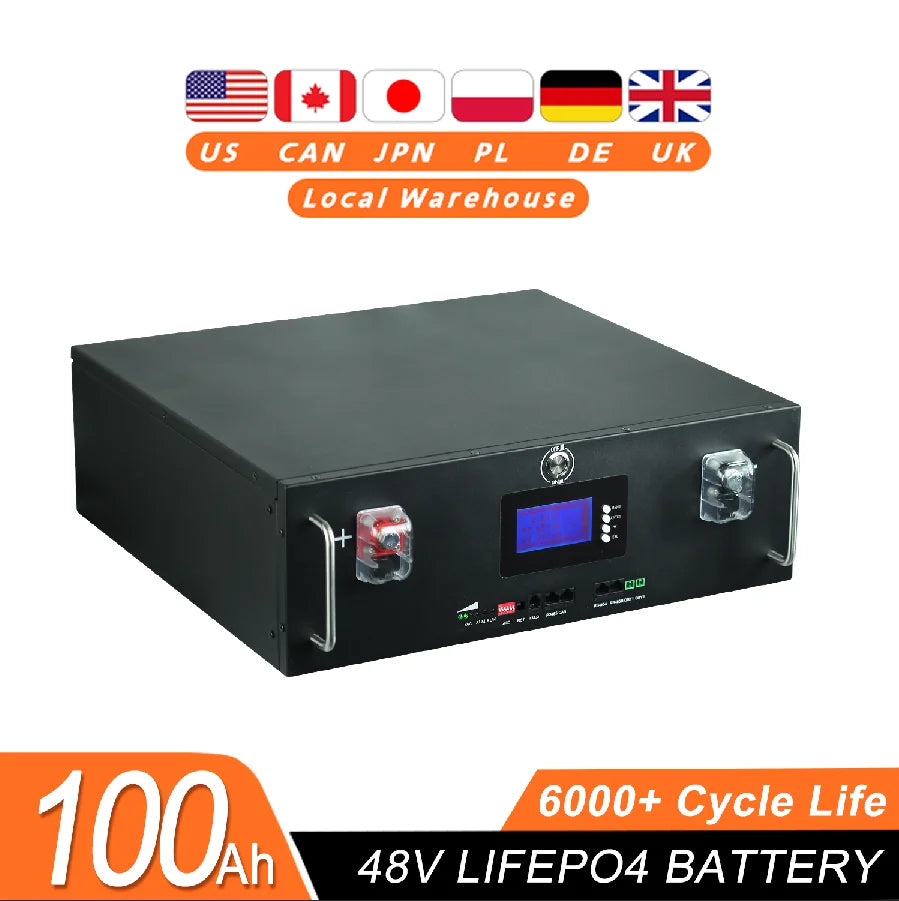 New 48V 100Ah LiFePo4 Battery, 48V 100Ah lithium iron phosphate battery pack for solar power systems.