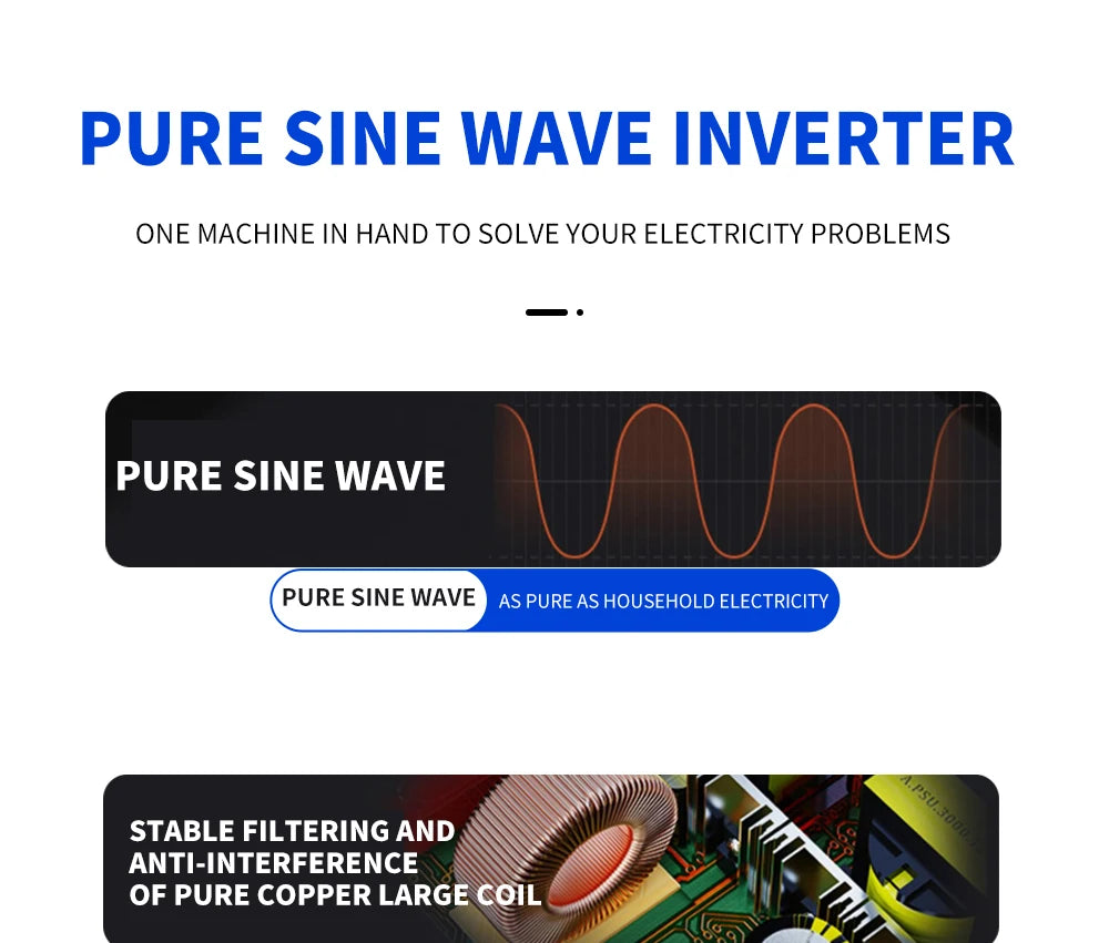 Pure Sine Waveform Universal Inverter, Pure sine wave inverter provides reliable power conversion with stable output.