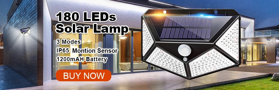 228 144 LED Solar Light, Eco-friendly solar-powered lamp with motion sensor, 228 LEDs, and adjustable brightness.