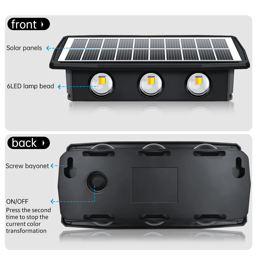 Decorative Solar Wall Light, Solar-powered lamp with solar panels and LED beads, automatic on/off with optional color change.