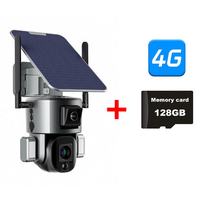 Câmera solar sem fio PEGATAH 8MP 4G - 4K WiFi Lente dupla 10X Painel solar Detecção humana PTZ Câmeras de segurança IP à prova d'água