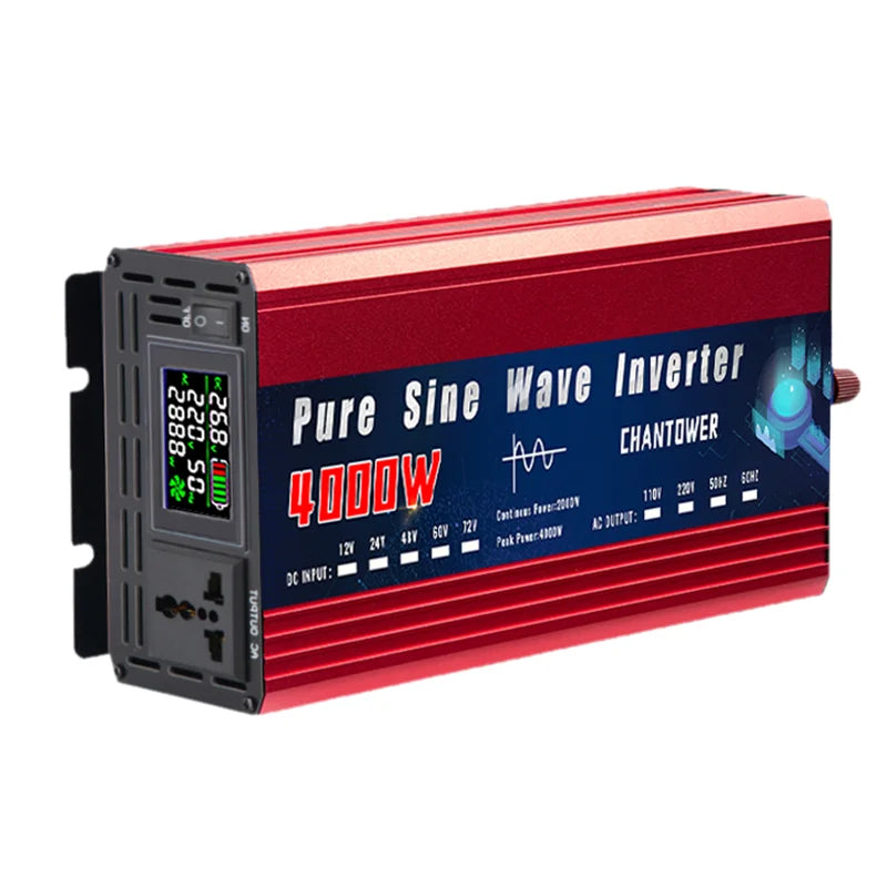 Pure Sine Wave Inverter, Portable DC/AC inverter with pure sine wave output, suitable for solar car charging and power conversion.