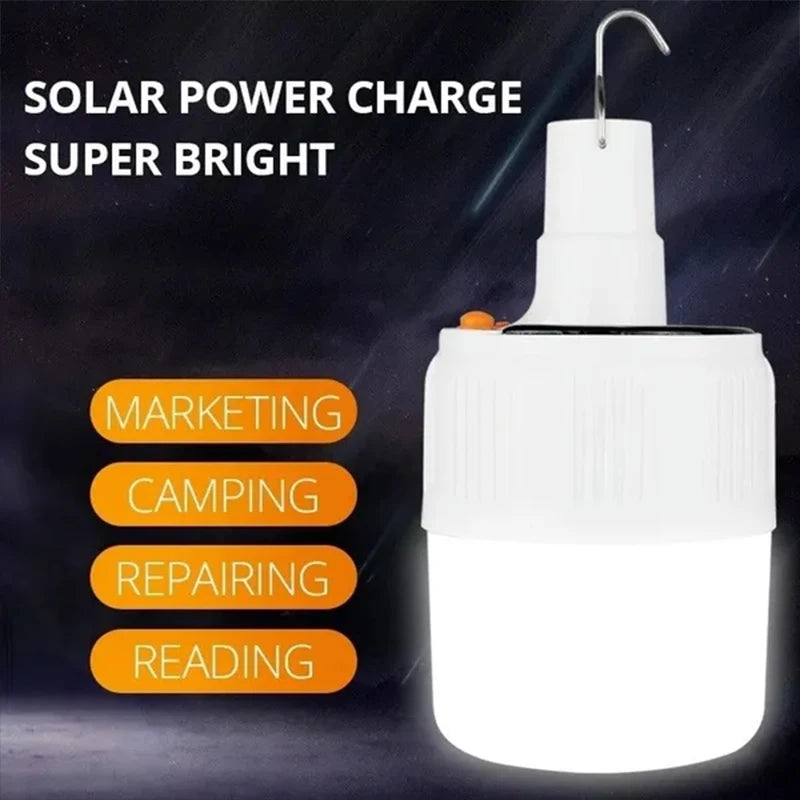 Solar Light, Charges via solar power, super bright, ideal for camping, reading and emergency lighting.