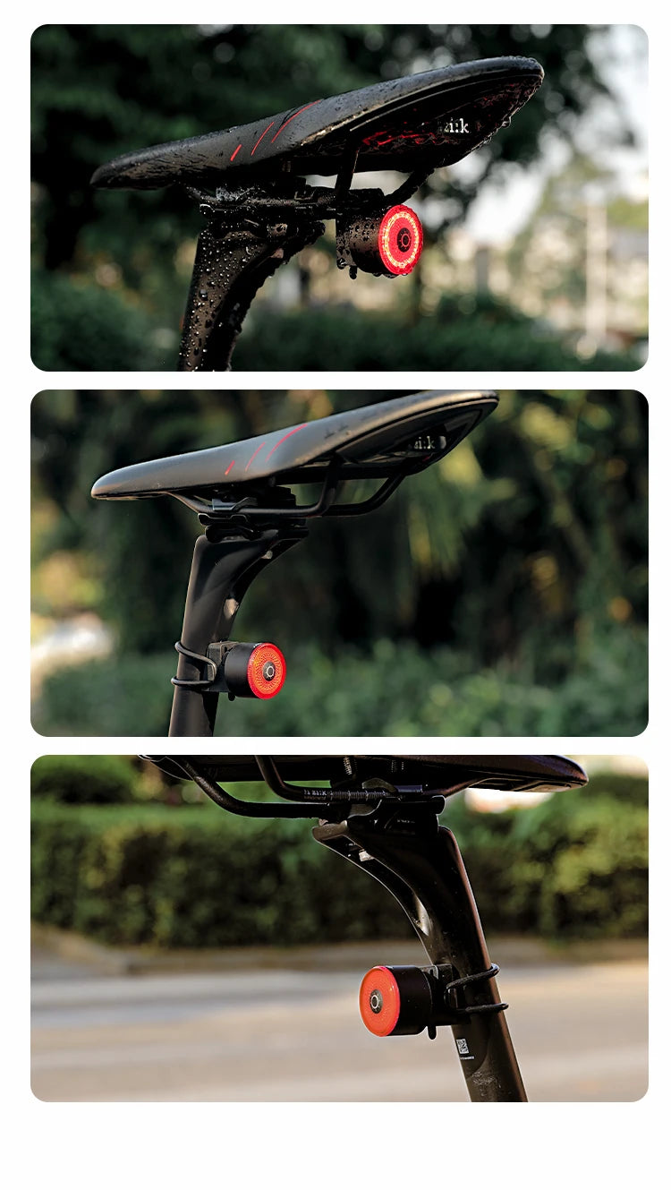 Gaciron LOOP-100 Smart Brake Bike Tail light, Rear bike light with magnetic mounting for seat tube and saddle, waterproof design.