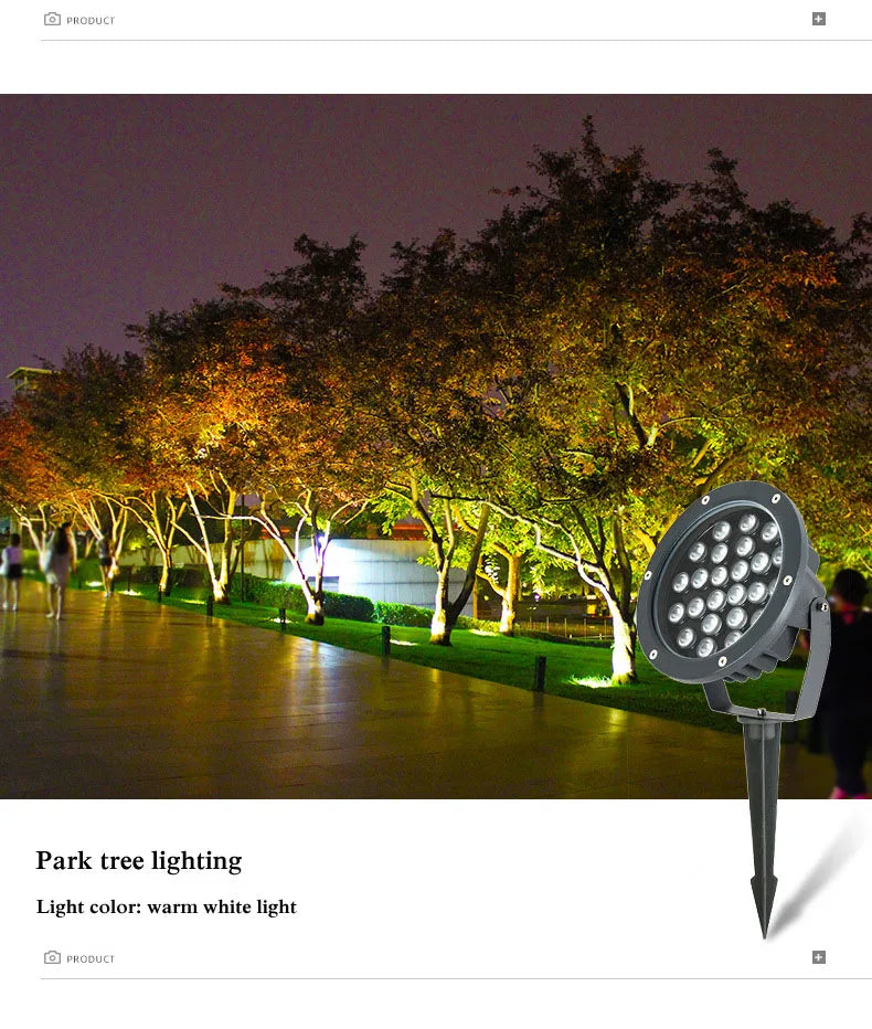 NEARCAM outdoor RGB projection light, Warm White Light: A soft and cozy outdoor illumination for trees and landscapes.