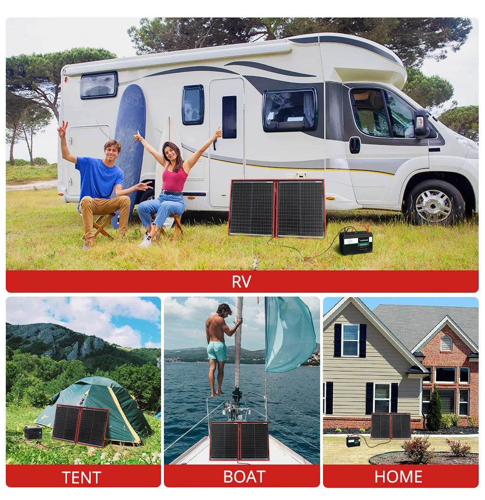 DOKIO 18V 100W 300W Portable Ffolding Solar Panel, USB connection reduces current consumption and ensures reliable power supply.