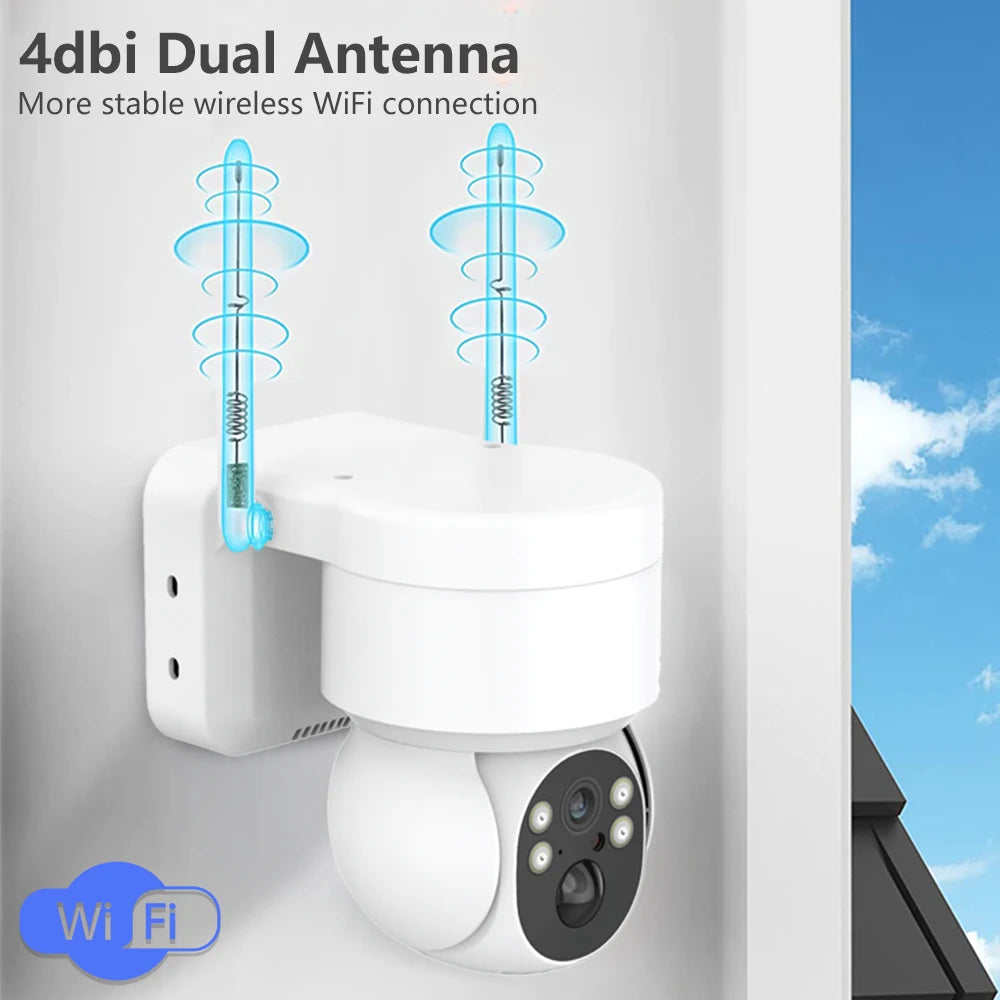 Solar Camera, Stable dual-antenna design ensures reliable WiFi connectivity for seamless video streaming.