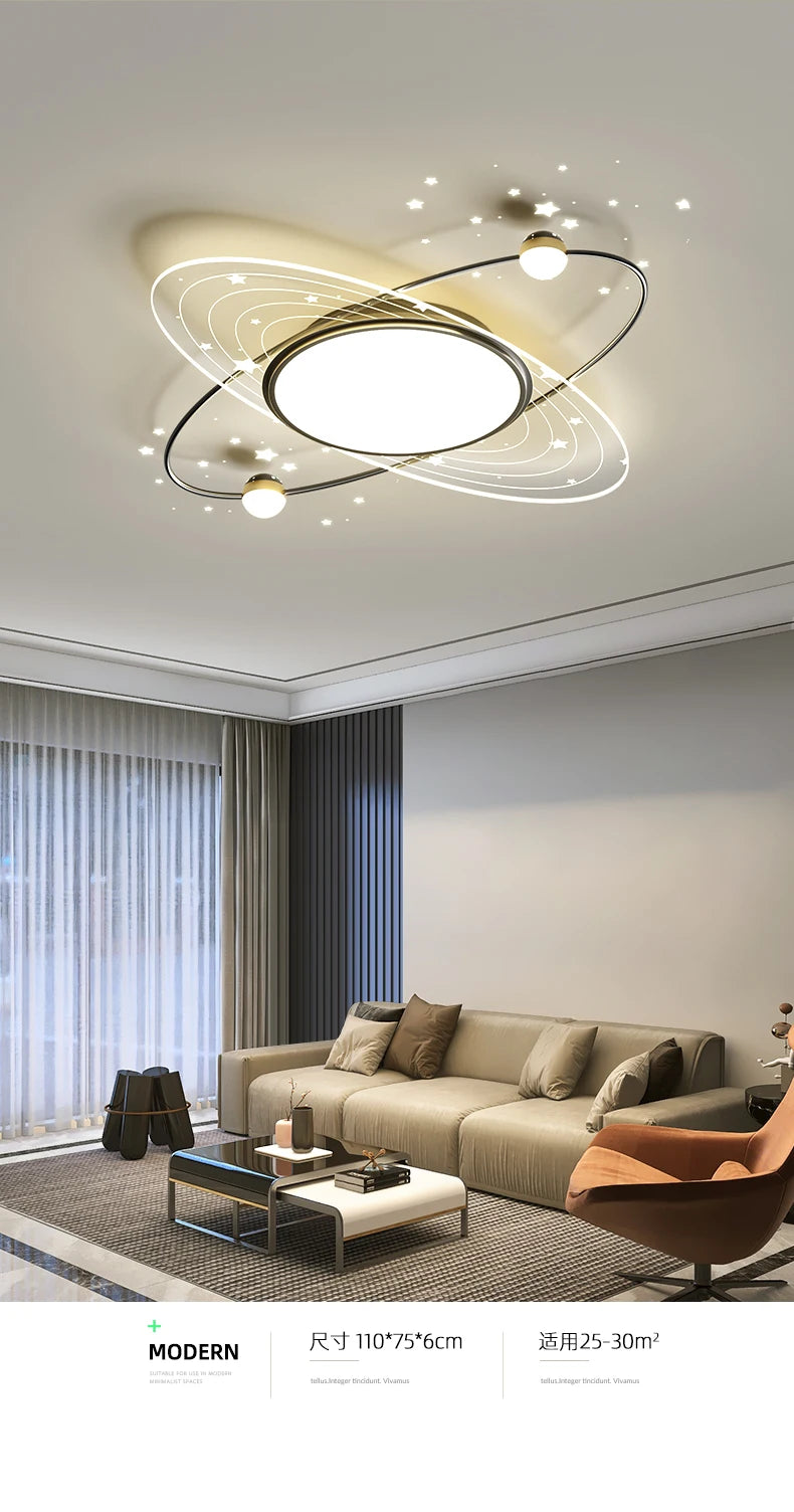 star ring LED Iron Modern Chandelier Light, Elegant modern star ring chandelier, perfect for bedrooms, living rooms, kitchens, and indoor spaces.