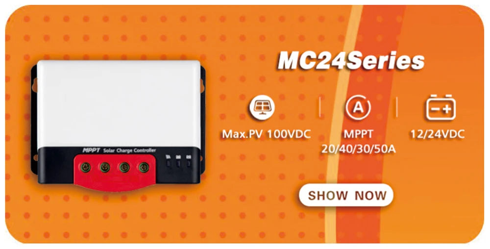 SRNE MPPT Solar Charge Controller, Charge controller for lithium batteries with adjustable current output and high voltage support.