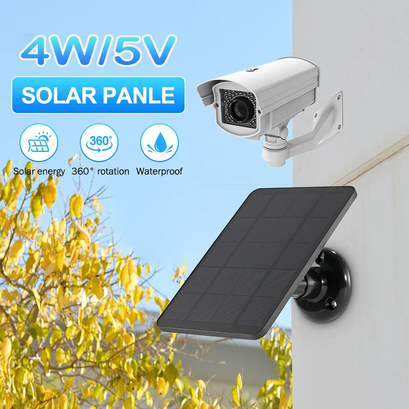 4W solar panel with 360-degree rotation, providing waterproof protection for outdoor use.