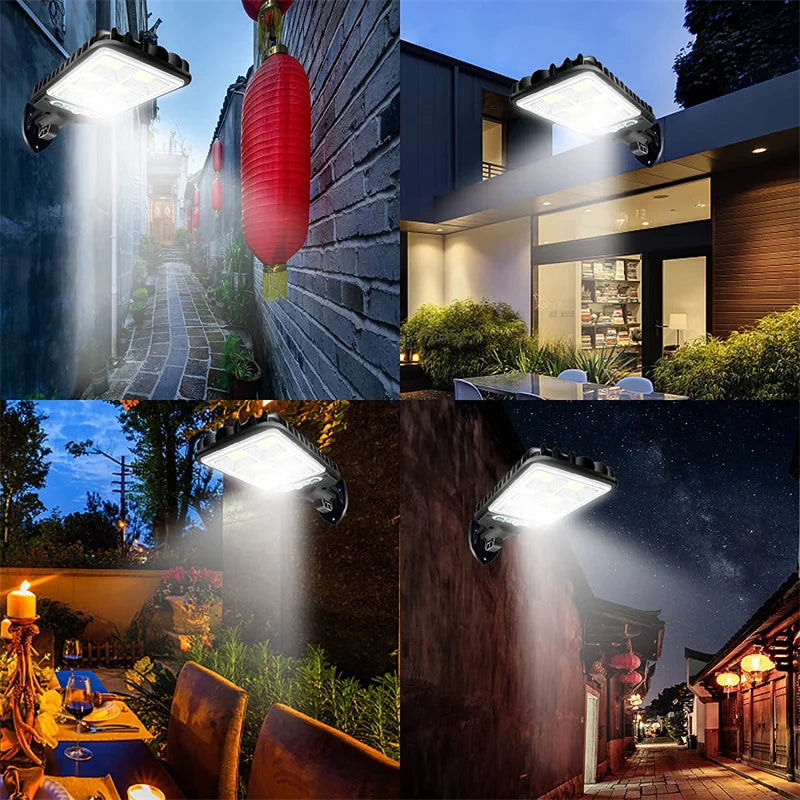 Solar Street Light, Three lighting modes with remote control, including auto-on motion detection.