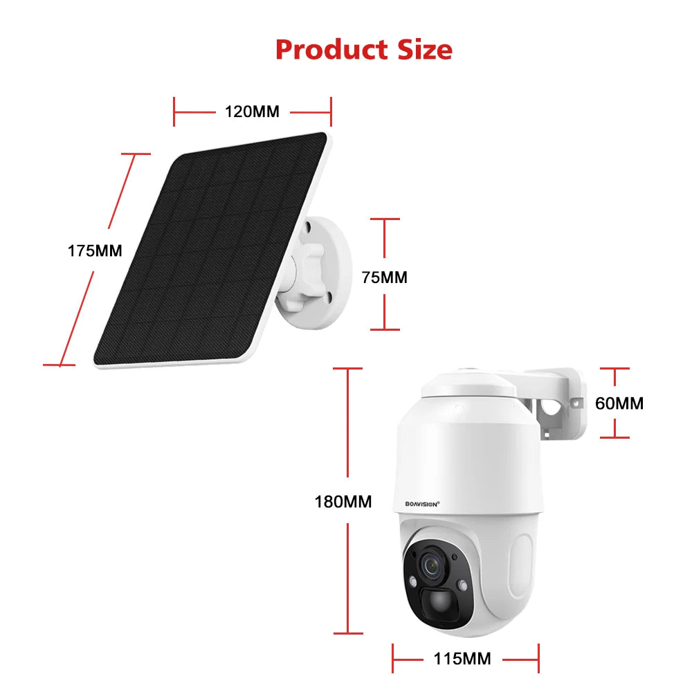 BOAVISION D4 Solar Camera, Dimensions: 120mm x 17.5mm x 7.5mm (Length, Width, Height)