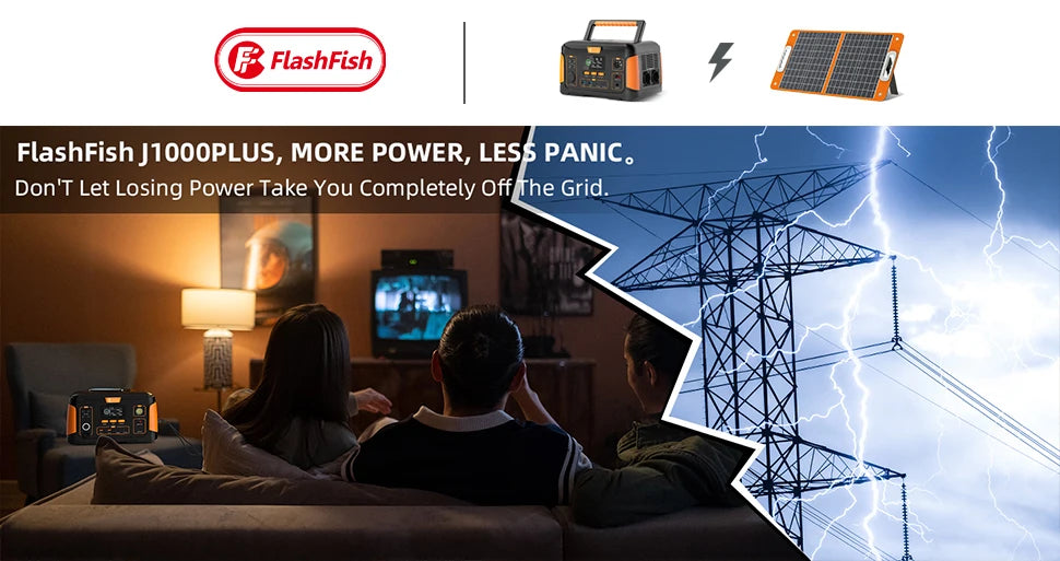 FF Flashfish J1000 PLUS, Reliable backup power source with 1000W capacity and continuous operation.