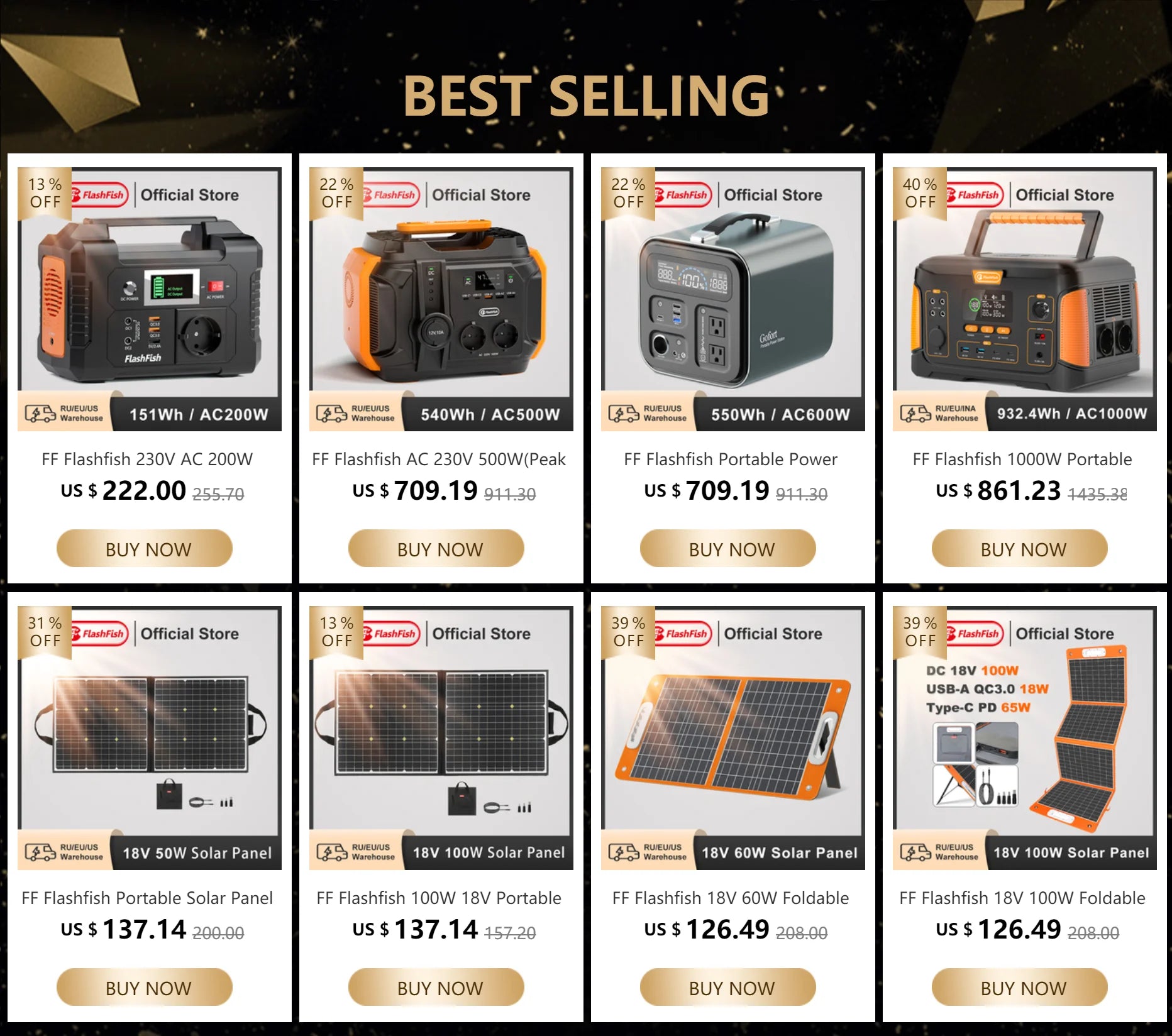 Portable solar power station with compact design and multiple charging ports.