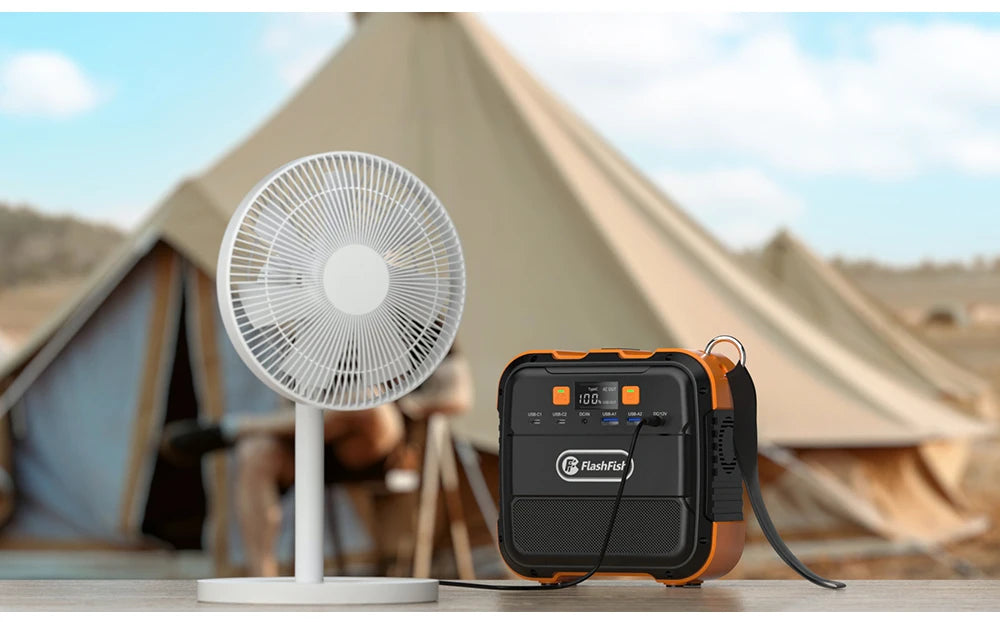 FF Flashfish A101, Portable power station for charging devices on-the-go, with solar charging and high-capacity battery.