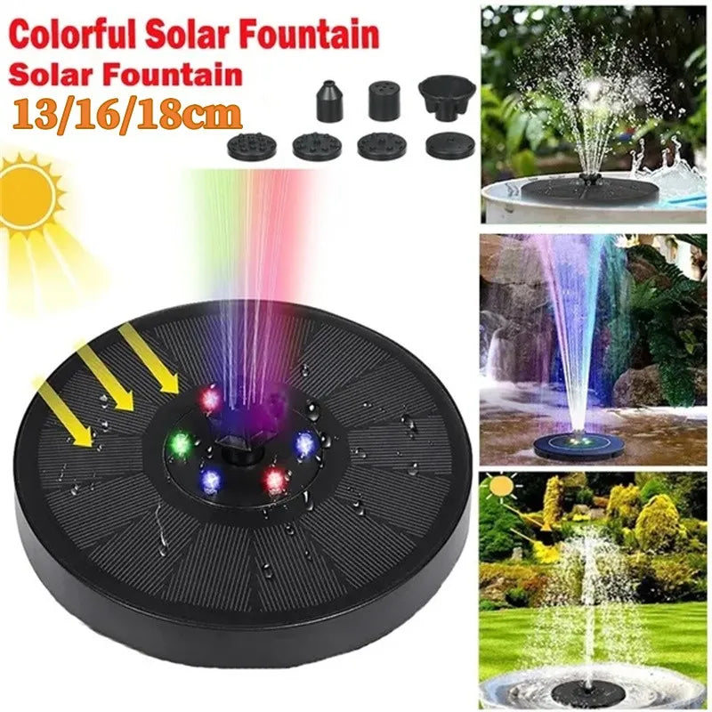 13cm/16cm/18cm Solar Fountain, 13-18cm colorful solar fountain kit for outdoor use, featuring energy-saving water circulation.