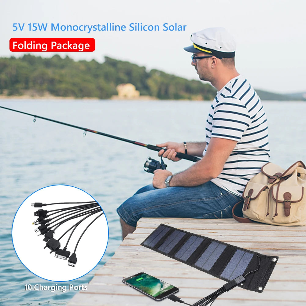 15/20W 5V Solar Panel, Foldable 5V Monocrystalline Silicon Solar Panel Charger