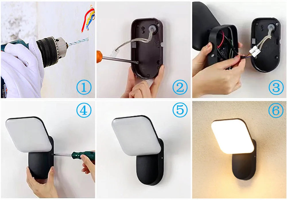 Waterproof LED wall light with motion sensor for outdoor use, ideal for gardens, fences, and exterior corridors.