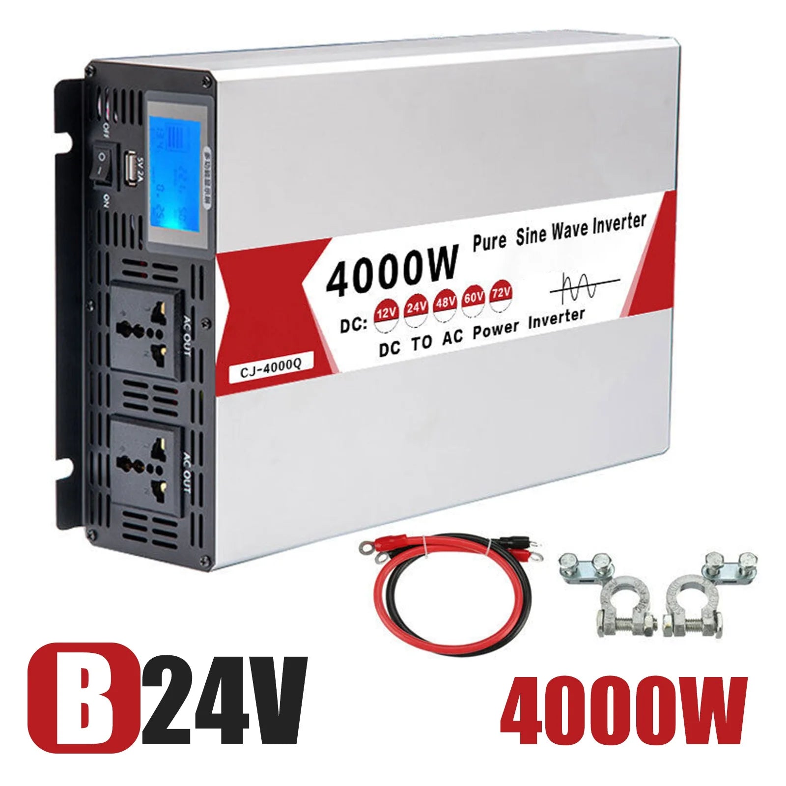 Peak Power Inverter: pure sine wave, 12-60V DC input, 220V AC output, 2000W rating.