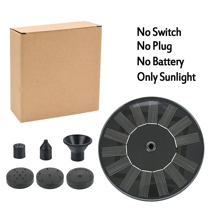 Mini Solar Water Fountain, Operates solely on sunlight; no batteries or plugs required.