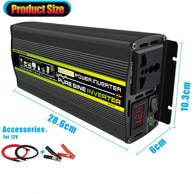 4000W/6000W/8000W Solar Panel, 12V Solar Panel Accessories, Including Inverters, with Dimensions 28.6cm x 1.4cm.