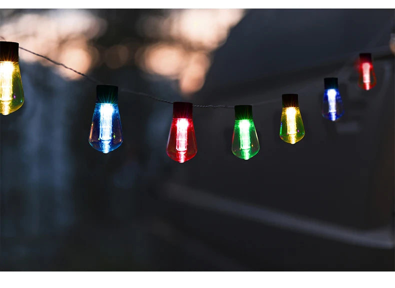 LED Solar String Light, Off-grid lighting solution: Solar-powered string lights illuminate remote areas without electrical outlets.