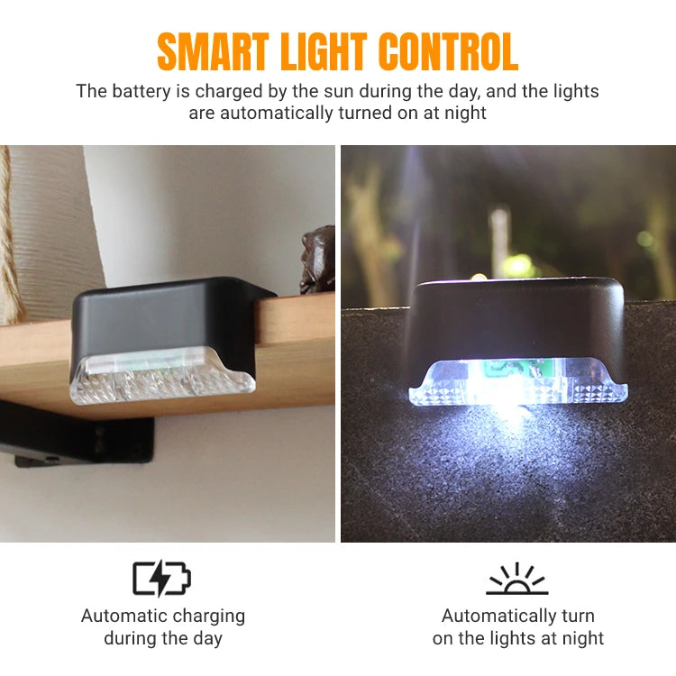 LED Solar Lamp Path Stair Outdoor Garden Light, Autonomously powers itself with solar energy during the day and shines softly at night.