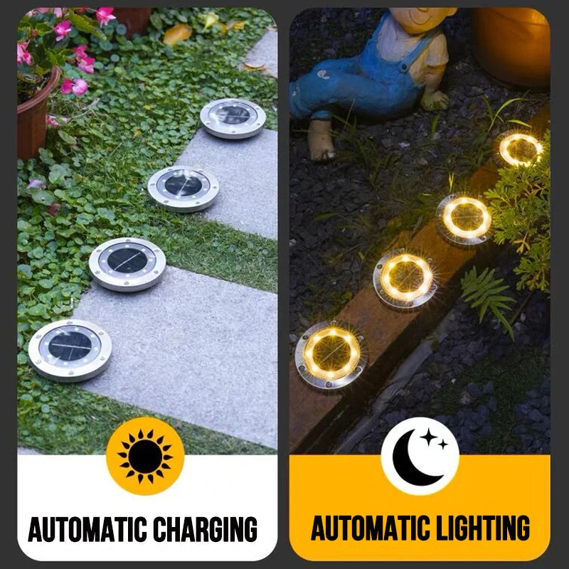 Upgraded 8/16 LED Solar lawn Light, Automatically illuminates outdoor spaces with bright light.