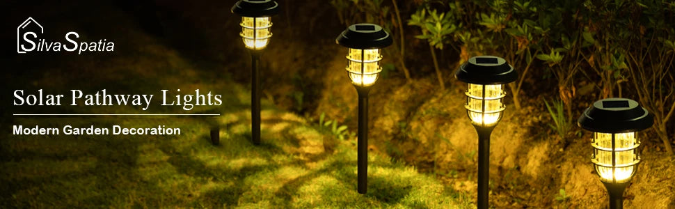 6 Pcs Solar Light, Modern solar pathway lights for gardens and patios, featuring Silva Spatia design.